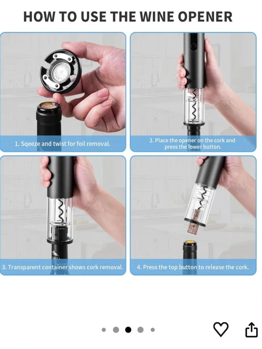 Electric Wine Opener Set in Black
